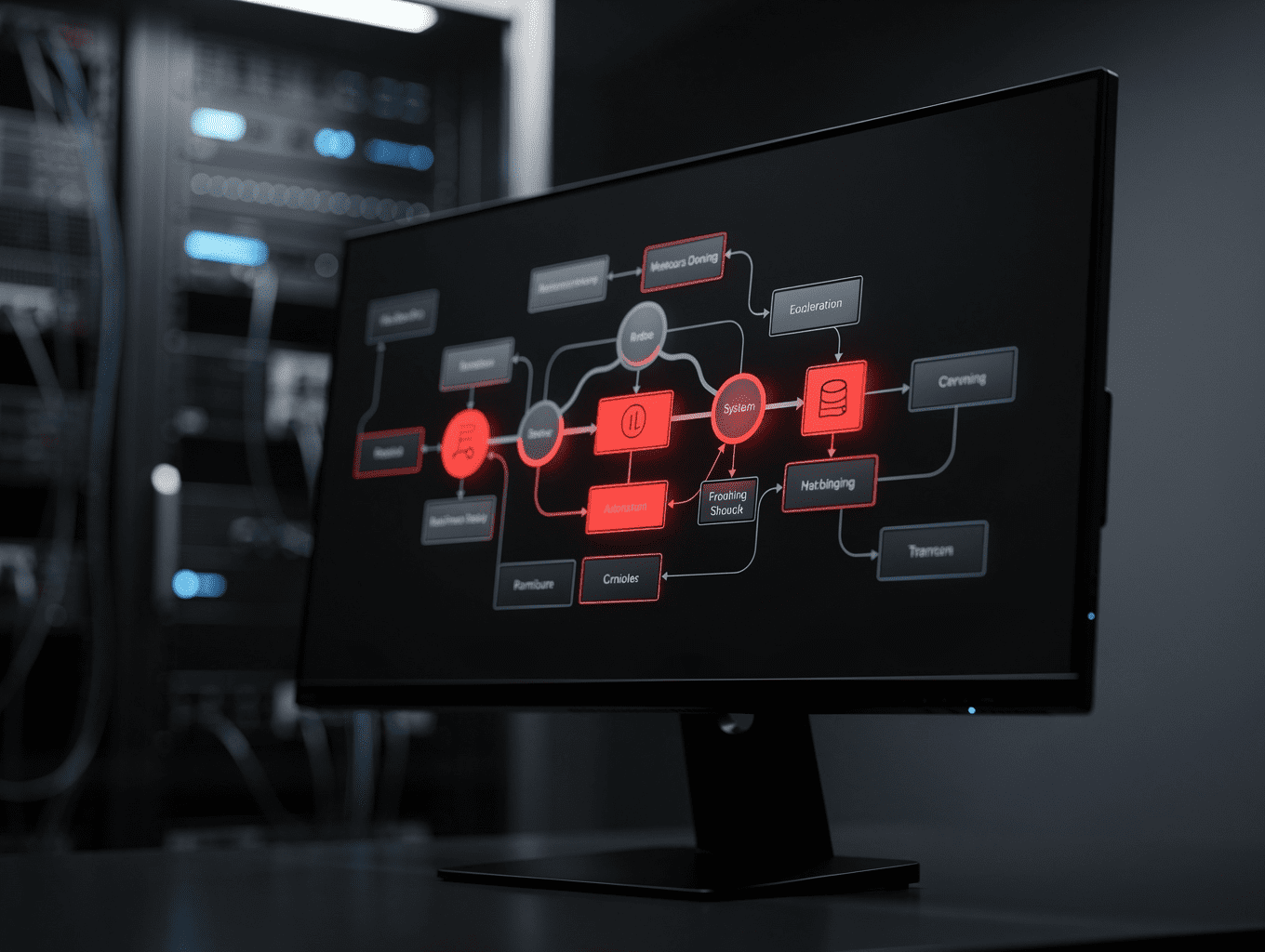 Automated AI workflow diagram on a screen
